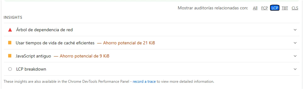 que es lcp PageSpeed Insights